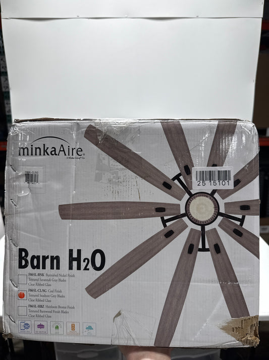 Minka Aire F865L-CL/SG Barn H2O 84" Outdoor Ceiling Fan with LED Lights and Remote Control, Coal