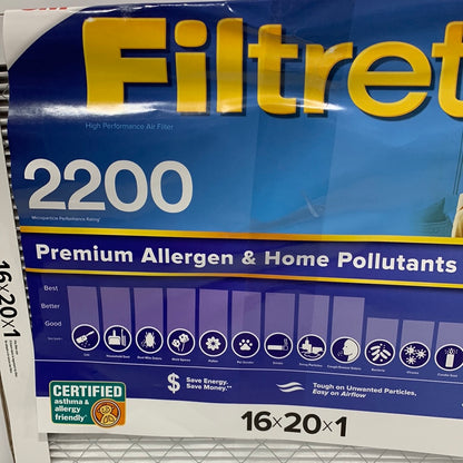 3M 2200 Series Filtrete 1" Filter, 3-pack 16x20x1