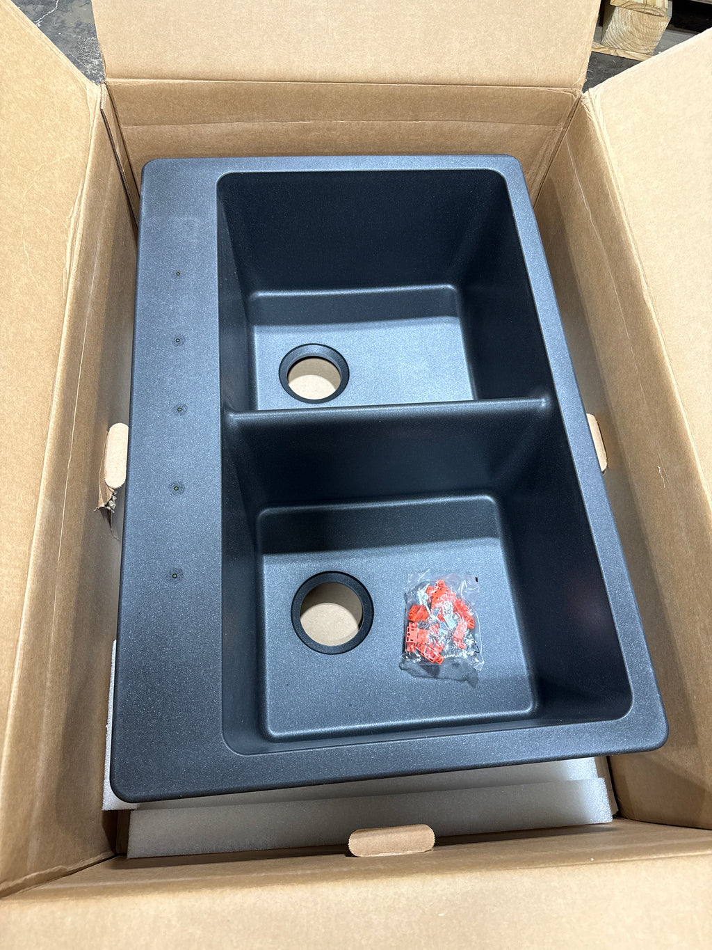 Elkay Quartz Classic ELG3322BK0 Black Equal Double Bowl Top Mount Sink