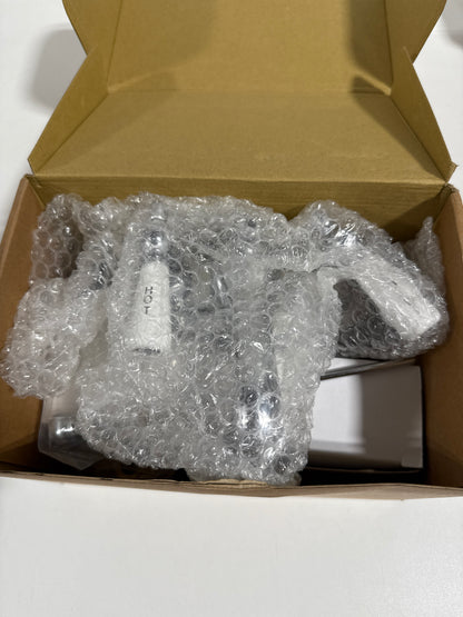 Signature Hardware 338783 Teapot Centerset Bathroom Faucet with Small Porcelain Lever Handles and Pop-Up Drain Assembly