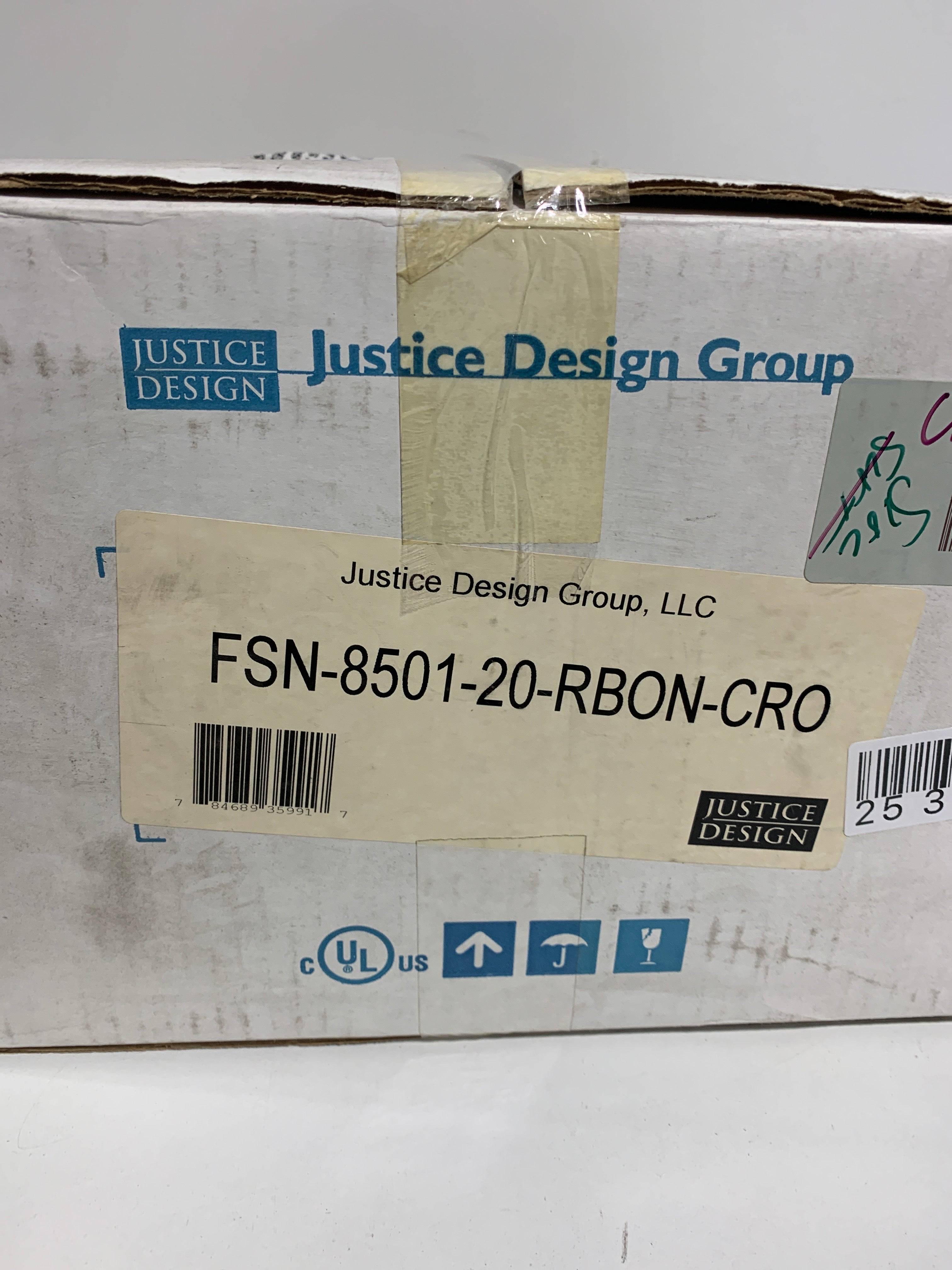Justice Design Group FSN-8501-20-RBON Fusion 9 Argyle 1 Light Wall Sconce Polished Chrome - *Lighting & Electrical
