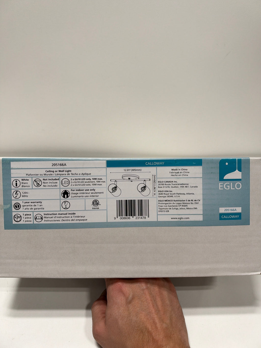 Eglo 205166A Calloway 2 Light 13" Wide Fixed Rail Ceiling Fixture White
