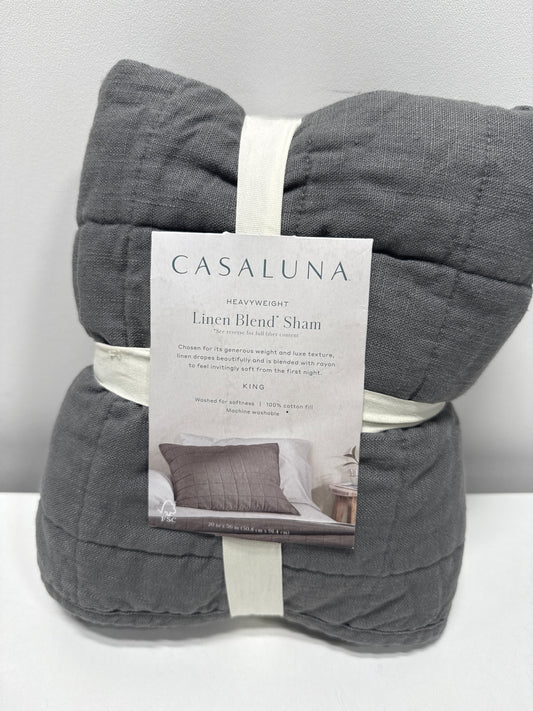 King Heavyweight Linen Blend Quilt Pillow Sham Dark Gray - Casaluna™: Zipper Closure, OEKO-TEX Certified, No Flange