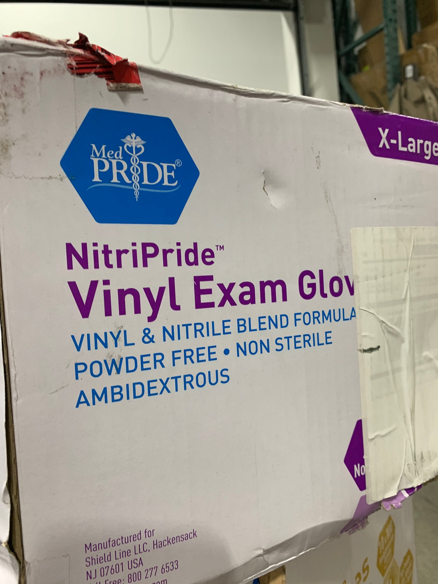 MED PRIDE Nitrile-Vinyl Blend Exam Gloves, X-Large 1000 - Powder Free, Latex Free & Rubber Free - Single Use Non-Sterile Protective Gloves