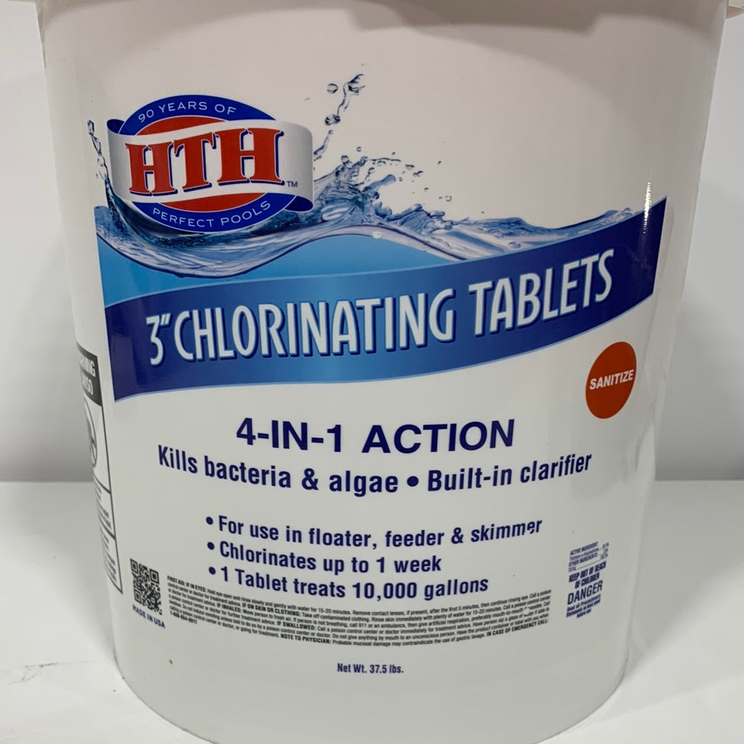 HTH 42030 3-inch Tablets Swimming Pool Chlorine 37.5 Lbs Regular