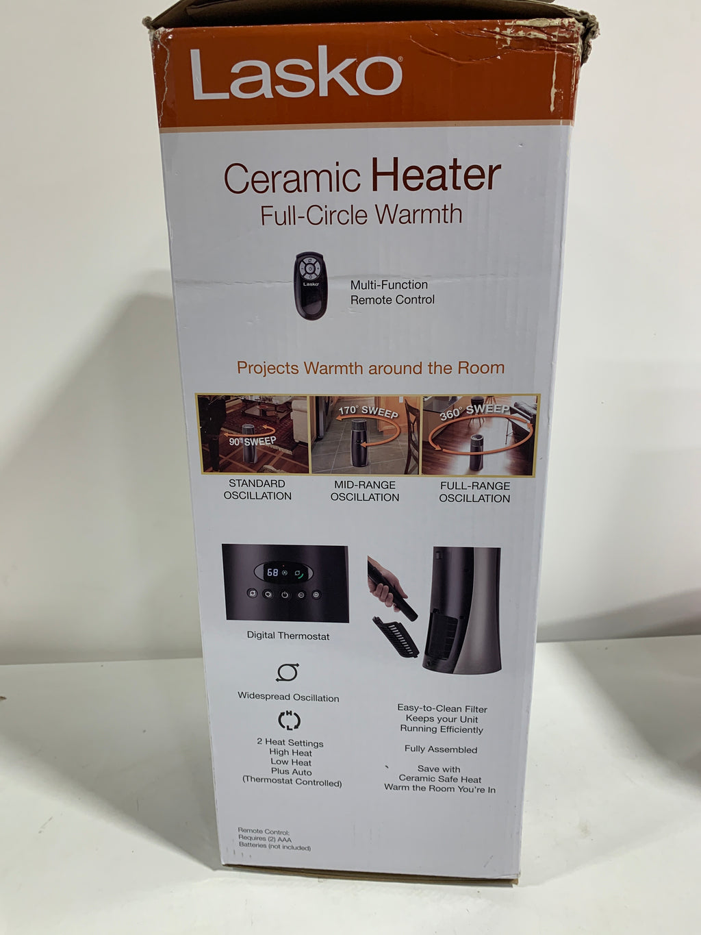 No Remote Lasko 1500-Watt Ceramic Tower Electric Space Heater with Thermostat - *Home Environment