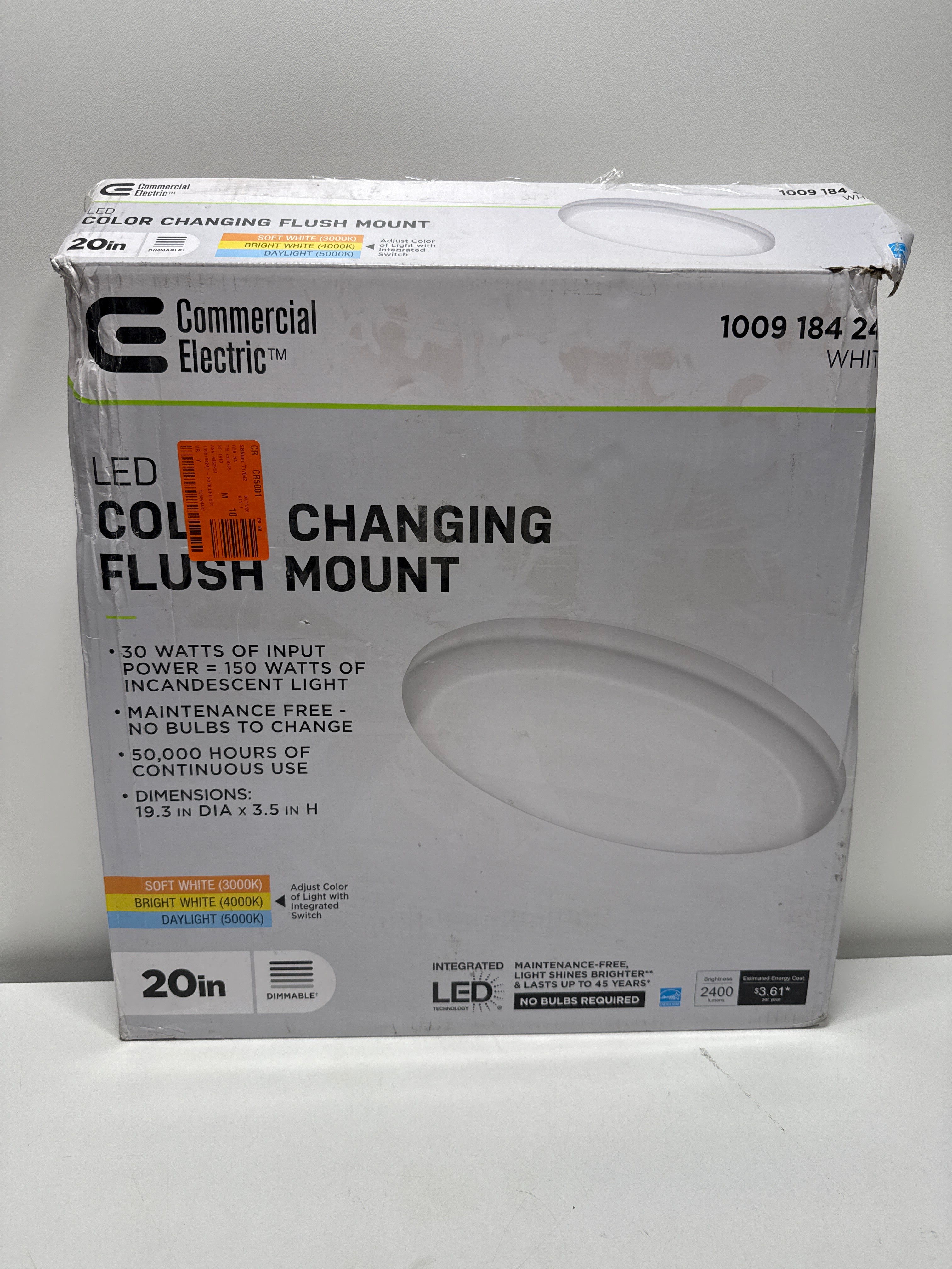 20 in. Low Profile LED Flush Mount Round Ceiling Light 2400 Lumens 3000K 4000K 5000K Dimmable Bedroom Lighting