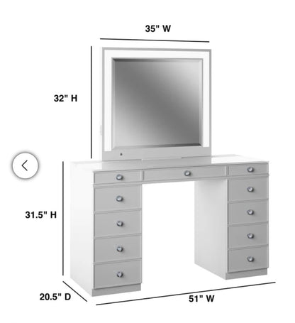 Used See Dec Tresanti Alexandra Vanity Table with LED Lighted Mirror