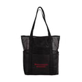 NCAA Wisconsin Badgers Black Mesh Tote: Polyester Sports Shoulder Bag