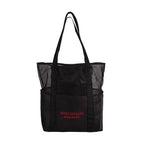NCAA Wisconsin Badgers Black Mesh Tote: Polyester Sports Shoulder Bag