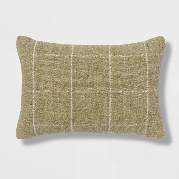 Oblong Windowpane Woven Decorative Throw Pillow Green - Threshold - *Home Decor & Curtains