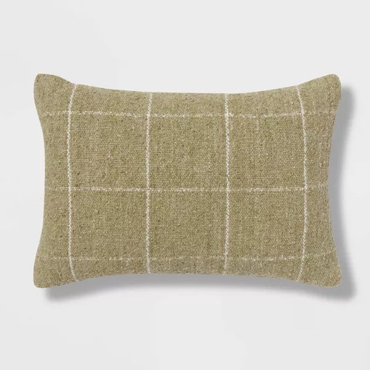 Oblong Windowpane Woven Decorative Throw Pillow Green - Threshold
