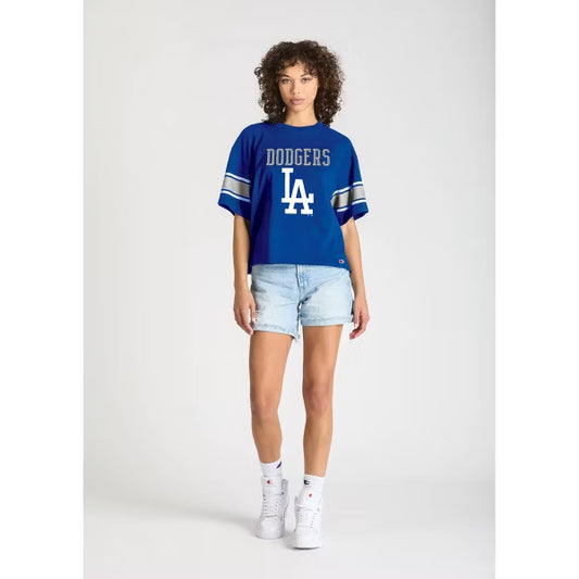 MLB Los Angeles Dodgers Women's Champion Sequin Print T-Shirt - M