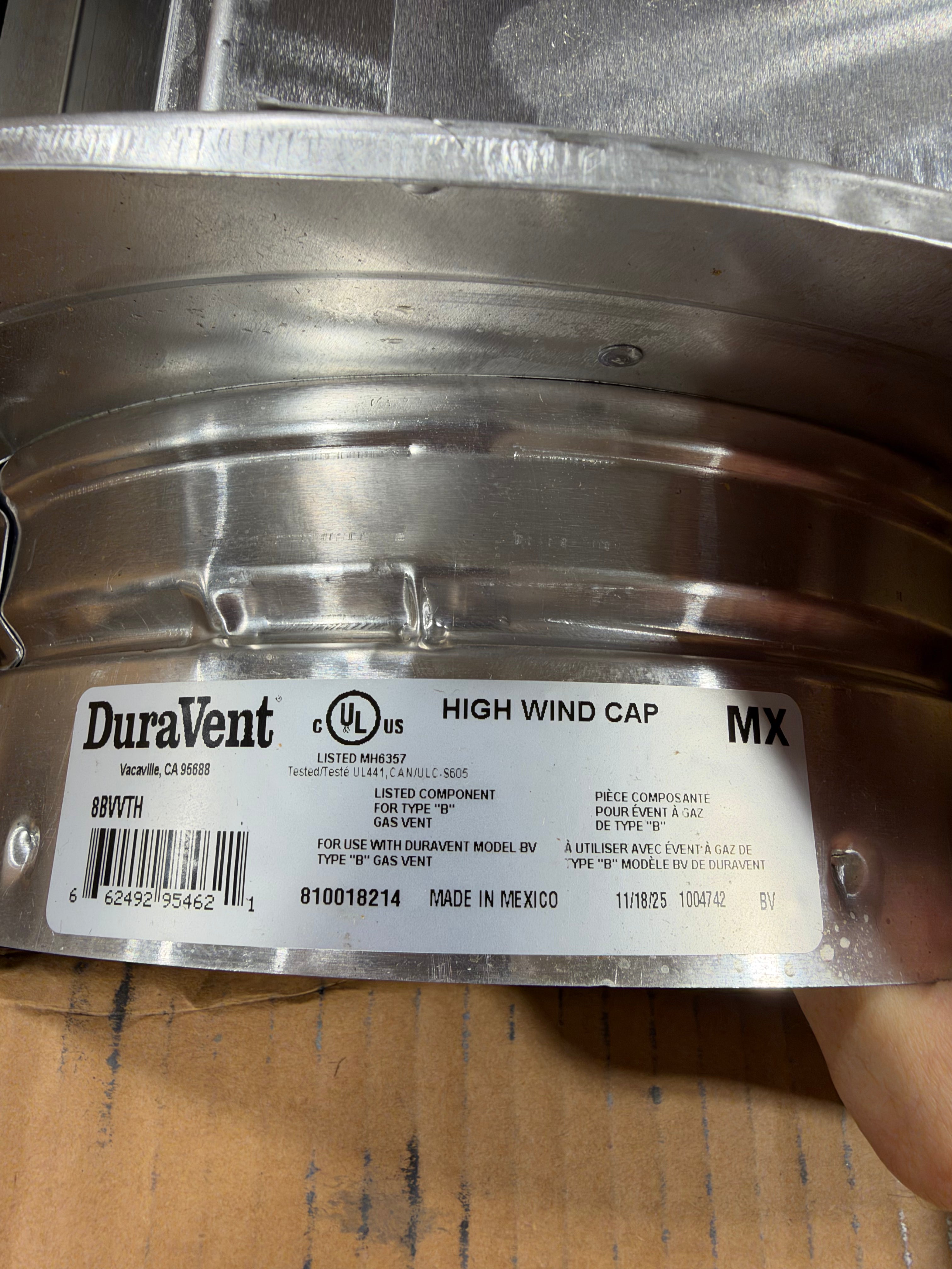DuraVent 8 Inch Diameter B-Vent High Wind Chimney Cap
