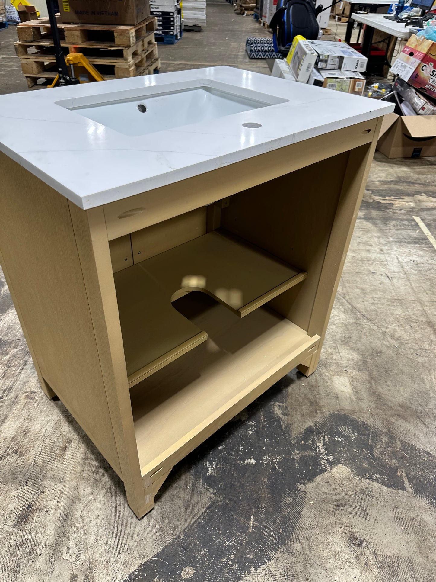 See Desc Kohler Cordate 31" Free Standing Single Basin Vanity Set with Cabinet and Quartz Vanity Top