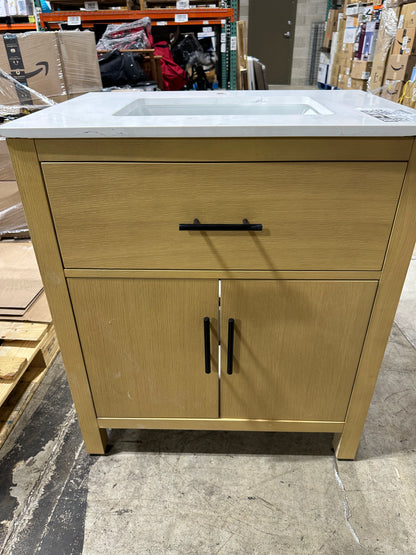 See Desc Kohler Cordate 31" Free Standing Single Basin Vanity Set with Cabinet and Quartz Vanity Top