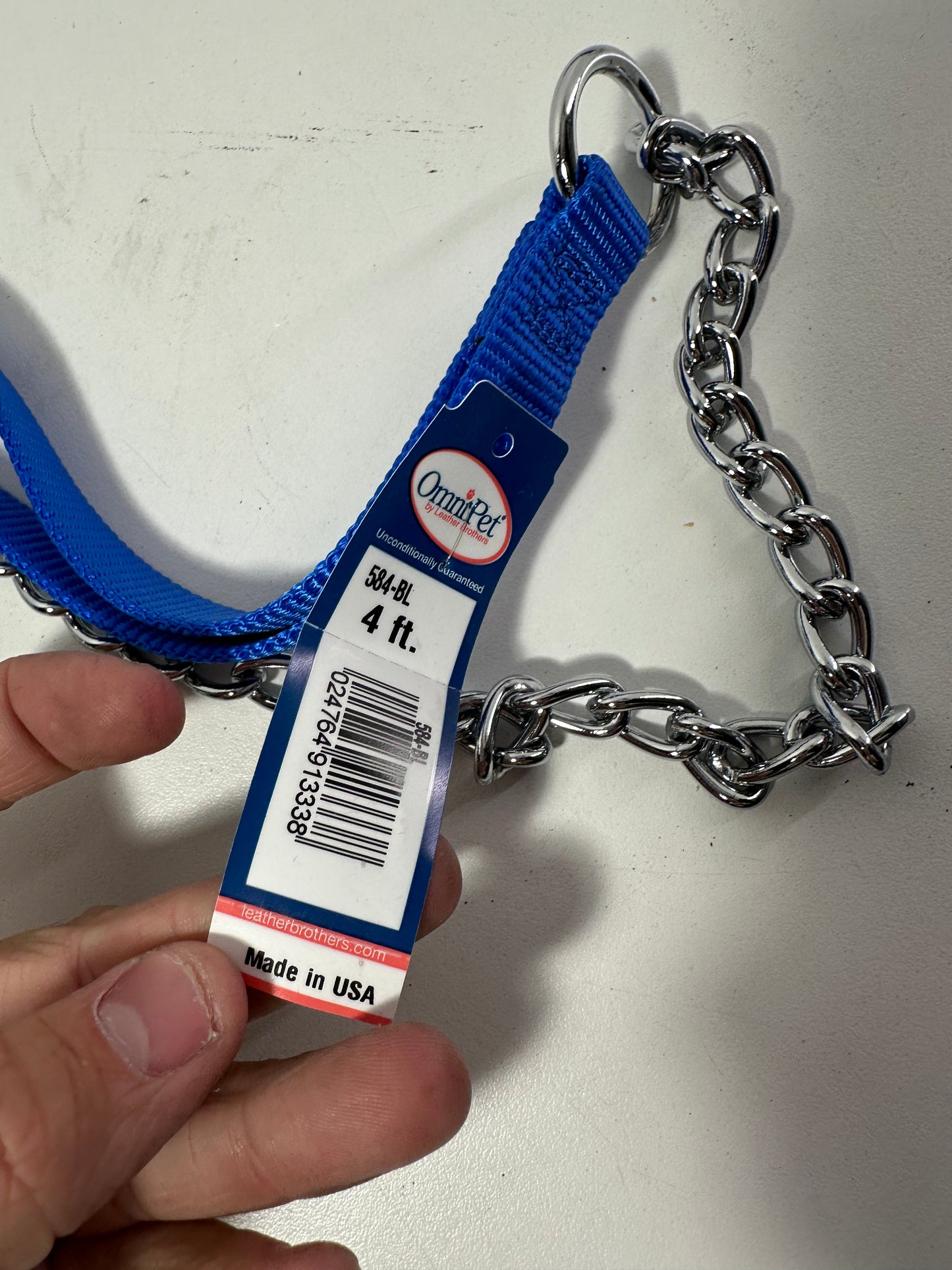 2 Lead Heavy Duty Chain with Nylon Handle, Blue, 4'/3mm