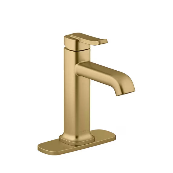 Kohler Cordate Single Handle Bathroom Faucet Brushed Moderne Brass Finish/Gold