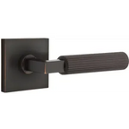 Emtek Select Straight Knurled Lever Handle with L-Square Stem and Square Rosette