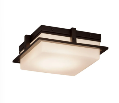 Justice Design Group Avalon Single Light 10" Wide Integrated LED Flush Mount Square Ceiling Fixture with Opal Glass Shade