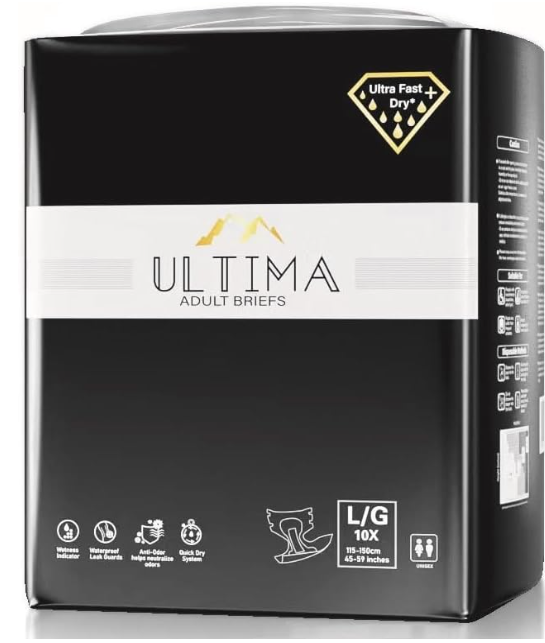 L/G Ultima Adult Disposable Breifs/Diapers +12 hour absorbency for overnight use Large