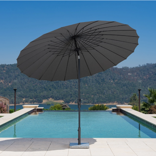 SunVilla 10’ Round Modern Fiberglass Market Umbrella - Grey