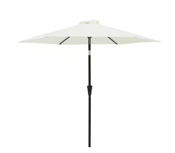 C-Hopetree 7-1/2 ft. Steel Market Push Button Tilt Patio Umbrella in Ivory Solution Dyed Polyester)