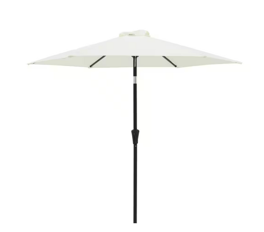 C-Hopetree 7-1/2 ft. Steel Market Push Button Tilt Patio Umbrella in Ivory Solution Dyed Polyester)