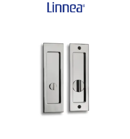 Linnea 304 Grade Stainless Steel Square Privacy Pocket Door Lock with Straight Pul