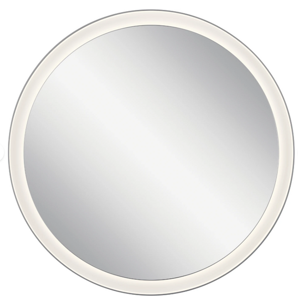 Elan 84170 Ryame 31-1/2" Diameter Circular Steel Framed Bathroom Mirror with LED Lighting Silver Matte Home Decor Mirrors Accent Mirror