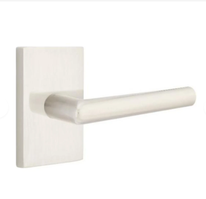 Emtek Stuttgart Right Handed Passage Door Lever Set with Modern Rectangular Rose from the Brass Modern Collection