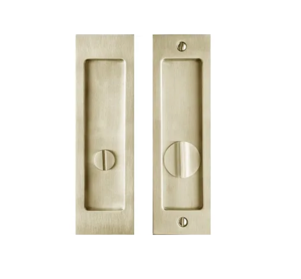 Linnea 304 Grade Stainless Steel Square Privacy Pocket Door Lock with Straight Pul - *Tools Hardware & Misc