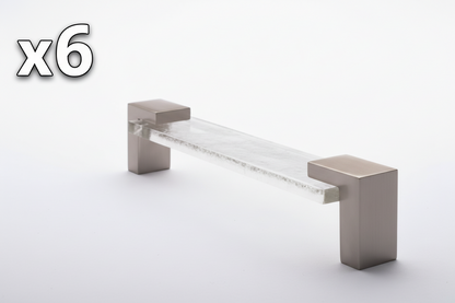 6 x Sietto Affinity 5-5/8 Inch Center to Center Handle Cabinet Pull with Clear Glass Model: P-1200-SN