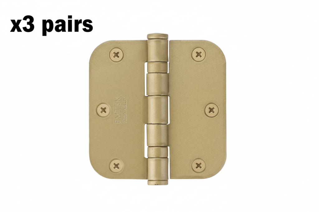 3 x Emtek 3.5" x 3.5" Ball Bearing 5/8" Radius Corners Mortise Hinge - Pair Model: 94033US4