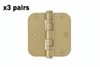 3 x Emtek 3.5" x 3.5" Ball Bearing 5/8" Radius Corners Mortise Hinge - Pair Model: 94033US4