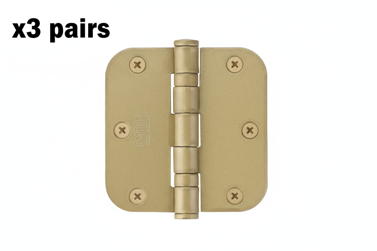 3 x Emtek 3.5" x 3.5" Ball Bearing 5/8" Radius Corners Mortise Hinge - Pair Model: 94033US4