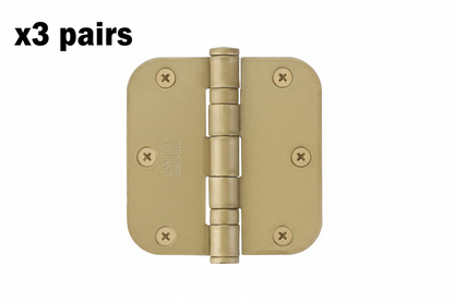 3 x Emtek 3.5" x 3.5" Ball Bearing 5/8" Radius Corners Mortise Hinge - Pair Model: 94033US4