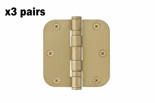 3 x Emtek 3.5" x 3.5" Ball Bearing 5/8" Radius Corners Mortise Hinge - Pair Model: 94033US4