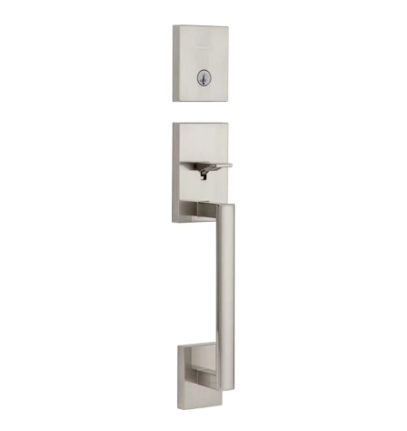 Scuff Kwikset San Clemente Single Cylinder Keyed Entry Handleset with SmartKey, Exterior Only Model: 818SCELIP-15S.STRKP