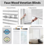 StyleWell Textured White Cordless Room Darkening Faux Wood Blinds with 2 in. Slats - 36 in. W x 72 in. L