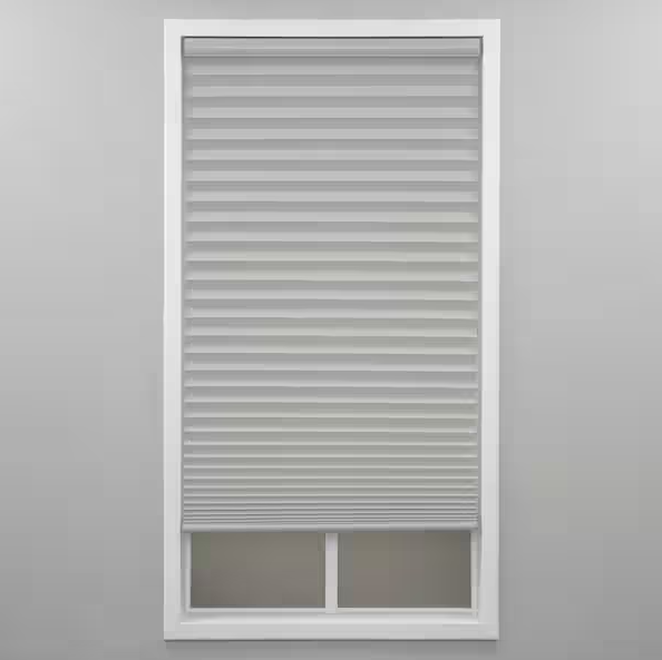 StyleWell Silver Gray Cordless Light Filtering Polyester Pleated Shades - 27 in. W x 72 in. L
