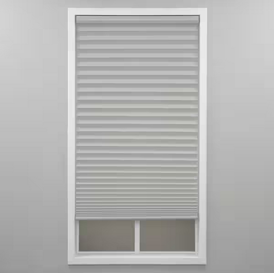StyleWell Silver Gray Cordless Light Filtering Polyester Pleated Shades - 27 in. W x 72 in. L