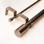 Best Home Fashion 120in Adjustable Metal Double Curtain Rod with Cylinder Finial in Bronze