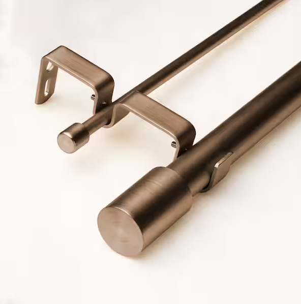 Best Home Fashion 120in Adjustable Metal Double Curtain Rod with Cylinder Finial in Bronze
