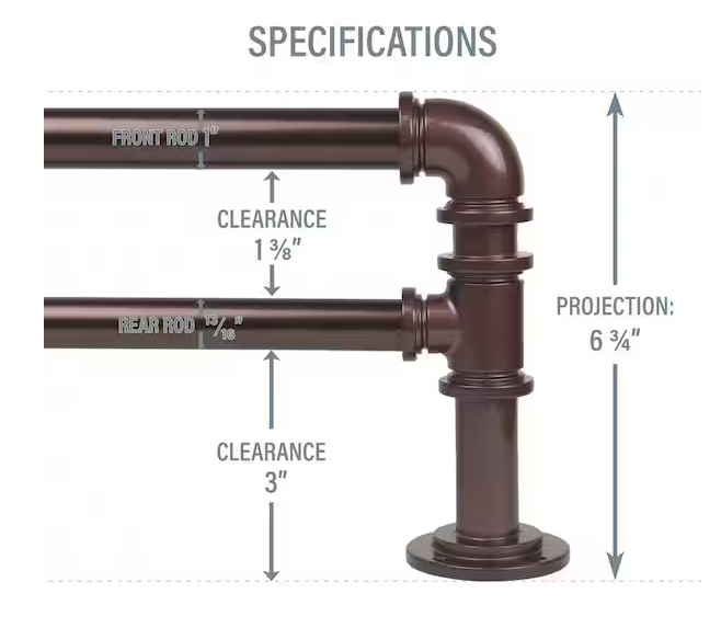 EMOH 1 inch Pipe Double Blackout Curtain Rod 84-120 inch-Bronze (3pcs)