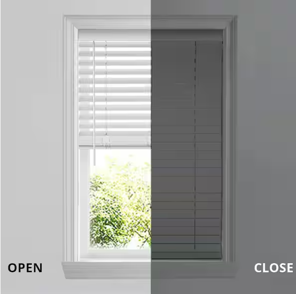 White Cordless Faux Wood Blinds for Windows with 2 in. Slats - 21.75 in. W x 36 in. L (Actual Size 21.25 in. W x 36 in. L)