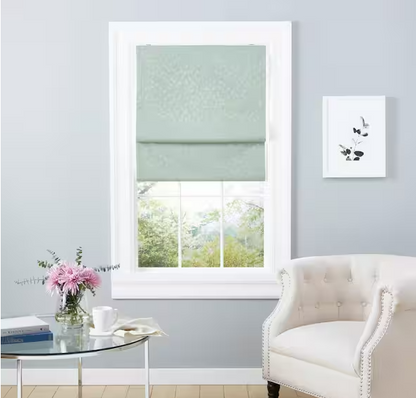EXCLUSIVE HOME Bolan Sage Green Cordless Total Blackout Polyester Roman Shade 27 in. W x 64