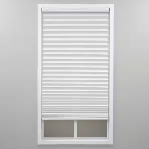 StyleWell White Cordless Light Filtering Polyester Pleated Shades - 36 in. W x 48 in. L