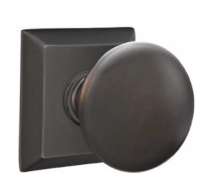 Emtek Providence Passage Door Knob Set with Quincy Rose from the Classic Brass Collection Model: 8131PUS10B