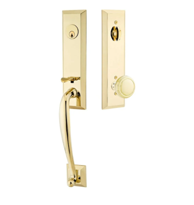 Emtek Adams One Piece Single Cylinder Keyed Entry Handleset with Norwich Interior Knob Model: 4414NWUS3NL